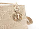 Christian Dior Lady D-Lite Medium Beige Canvas Embroidered Bag