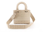 Christian Dior Lady D-Lite Medium Beige Canvas Embroidered Bag