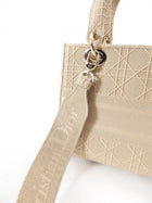 Christian Dior Lady D-Lite Medium Beige Canvas Embroidered Bag