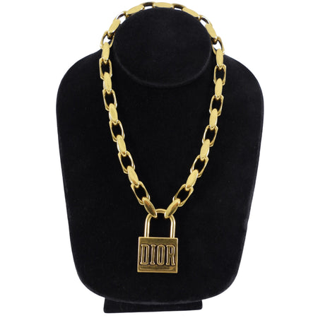 Dior Lucky Locket Gold-Tone Brass Chain Choker Necklace
