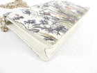 Dior Lady Dior Ivory Leather Floral Pouch Wallet on Chain