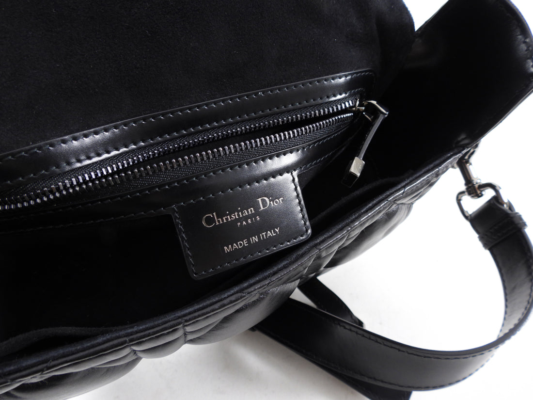 Christian Dior Black Leather Cannage Diorcamp Messenger Crossbody Bag