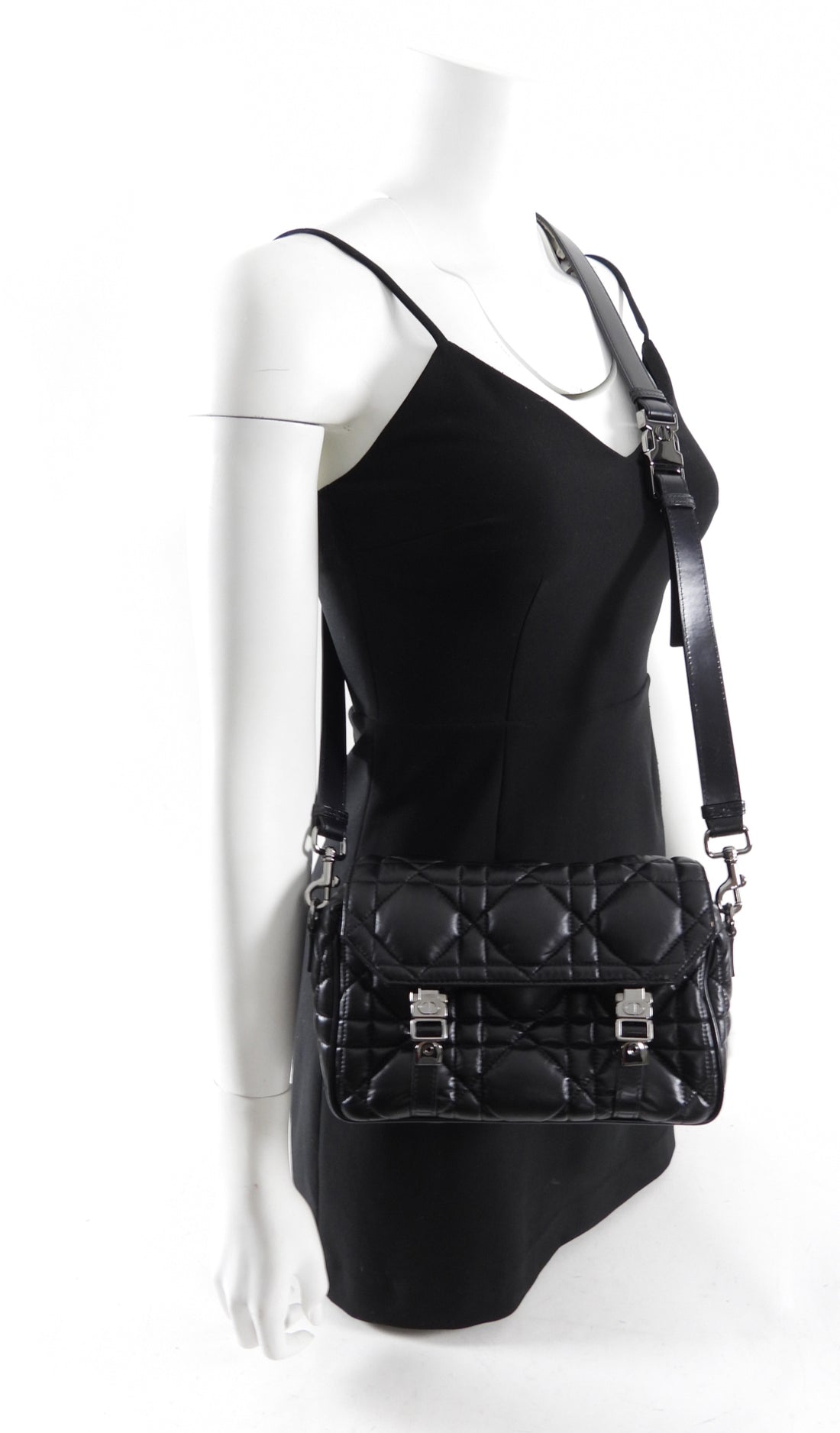 Christian Dior Black Leather Cannage Diorcamp Messenger Crossbody Bag