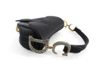 Christian Dior Black Satin Crystal Embellished Mini Saddle Bag