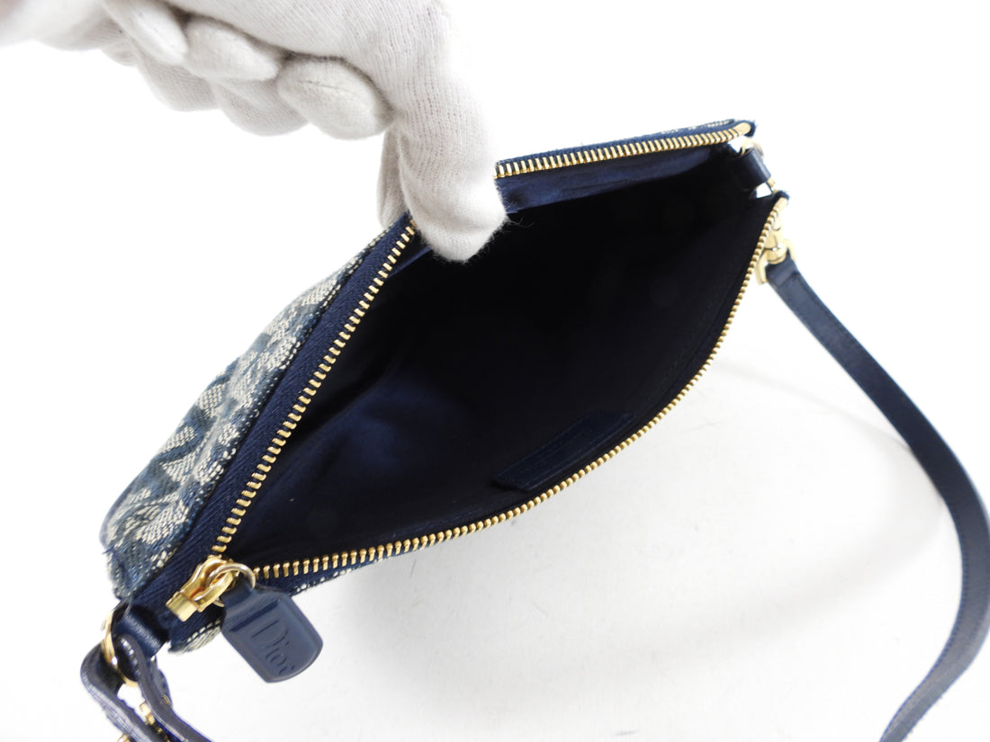 Dior Vintage Navy Oblique Mini Saddle Bag