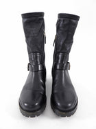 Christian Dior Black Stretch Nappa CD Quilted Moto Boots - 34.5