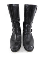 Christian Dior Black Leather Cannage Moto Boots - FR40