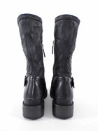 Christian Dior Black Stretch Nappa CD Quilted Moto Boots - 34.5