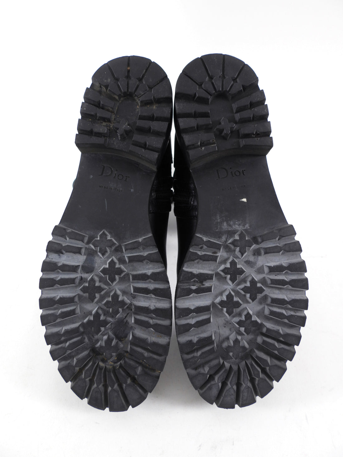 Christian Dior Black Stretch Nappa CD Quilted Moto Boots - 34.5