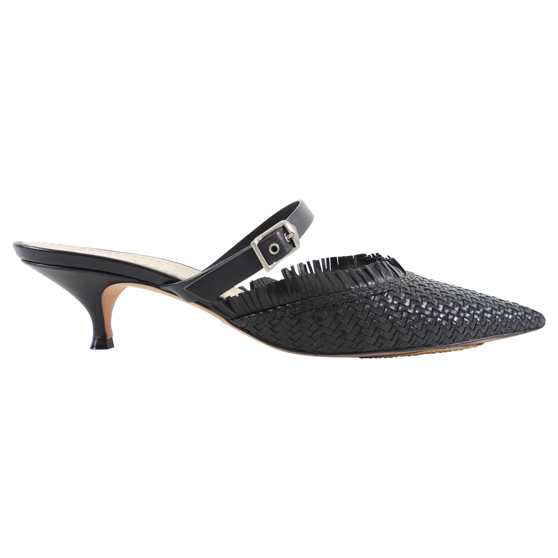 Christian Dior Black Leather Pointed Woven Mules - 8.5