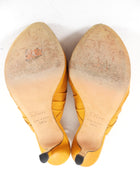 Christian Dior Mustard Yellow Leather Peep Toe Slingback Heels - 8.5