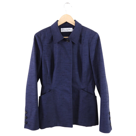 Christian Dior Navy Textured Zip Jacket - 8/10