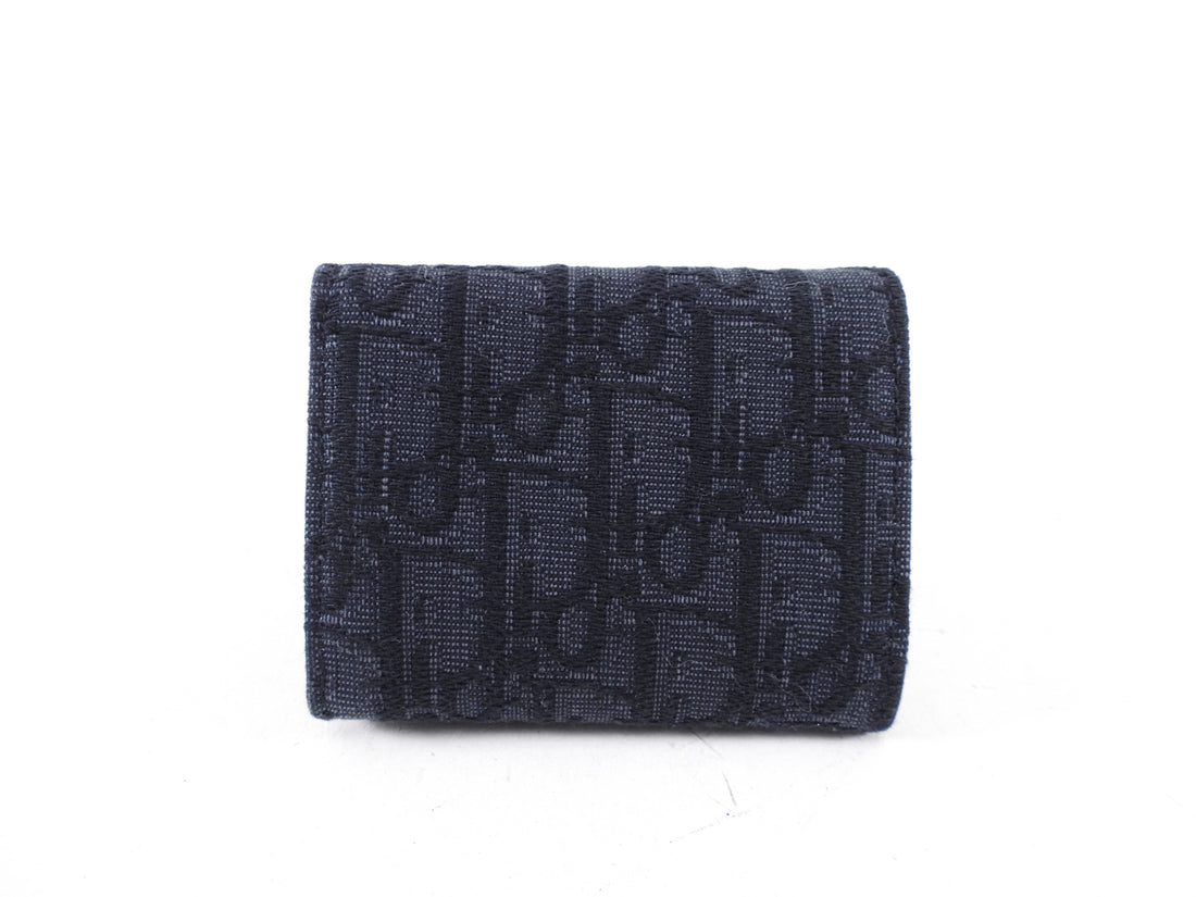 Christian Dior Oblique Canvas Black Trifold Compact Wallet – I