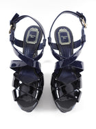 Christian Dior Black and Navy Patent Platform Heels - 38.5