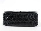 Christian Dior Black Patent Leather Caro Medium Cannage Flap Bag