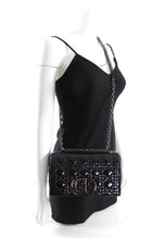 Christian Dior Black Patent Leather Caro Medium Cannage Flap Bag