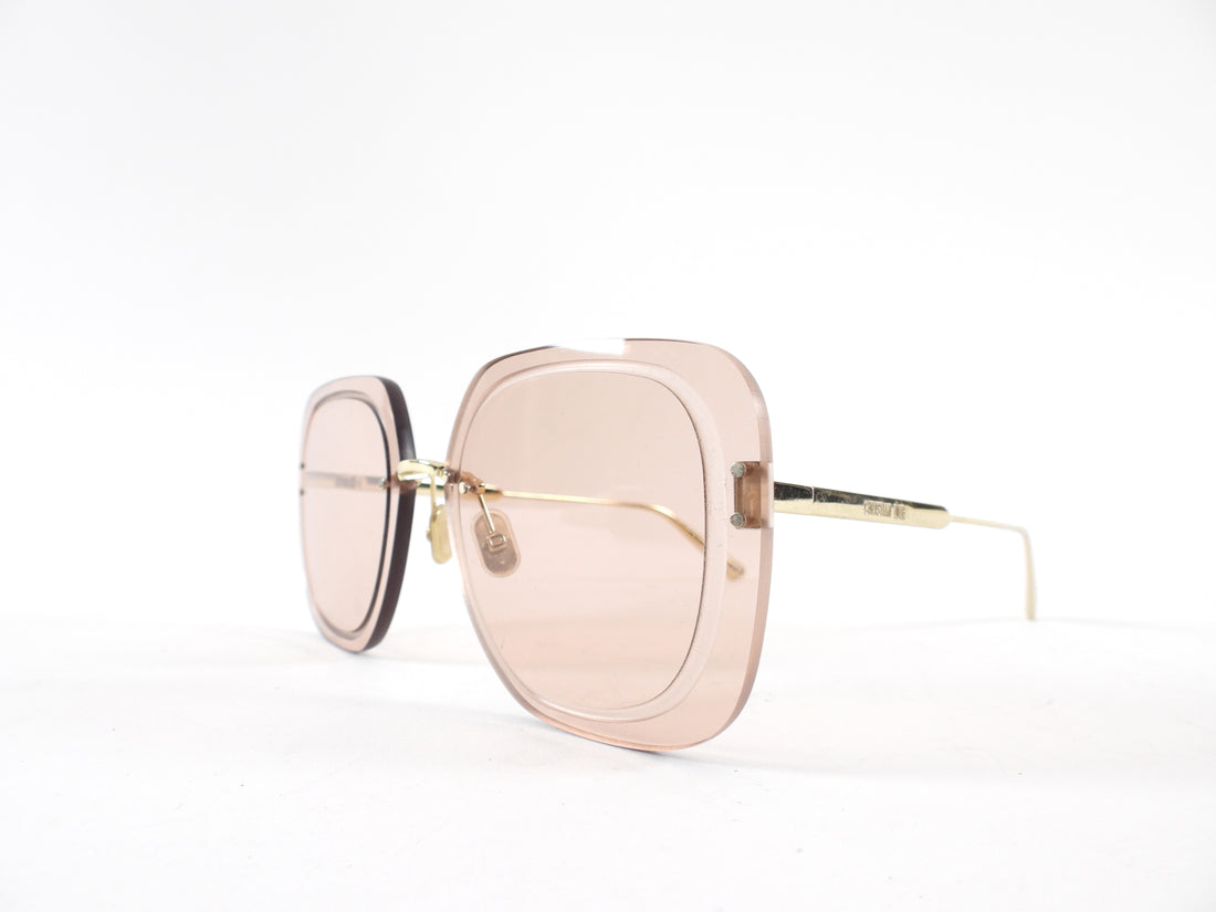 Christian Dior Pink Clear Lens Frameless Square Sunglasses