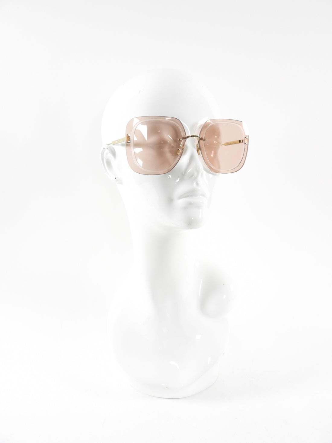 Christian Dior Pink Clear Lens Frameless Square Sunglasses