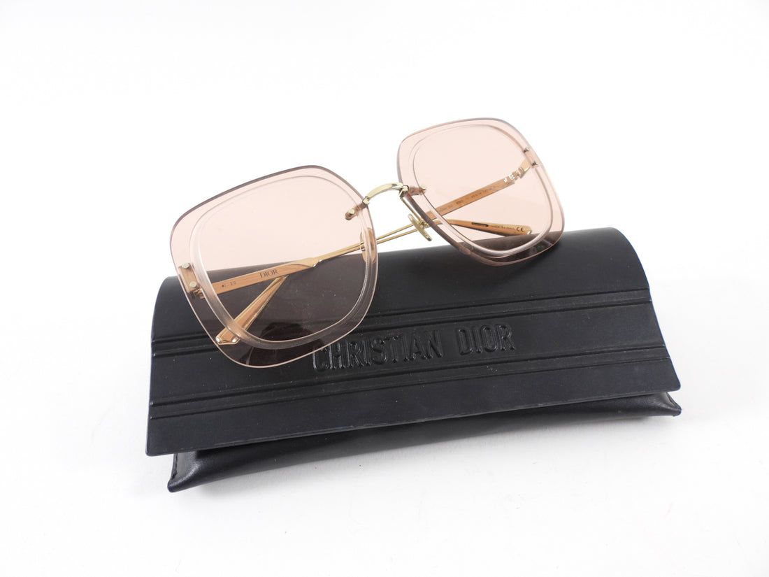 Christian Dior Pink Clear Lens Frameless Square Sunglasses