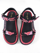 Christian Dior Pink Velvet Embroidered D Wave Sandals - 39
