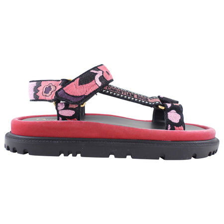 Christian Dior Pink Velvet Embroidered D Wave Sandals - 39