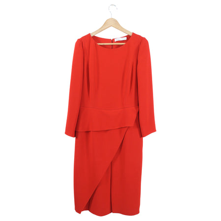 Christian Dior Red Silk Crepe Peplum Dress - FR42 / 10