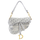 Christian Dior Large Light Grey Oblique Jacquard Saddle Bag