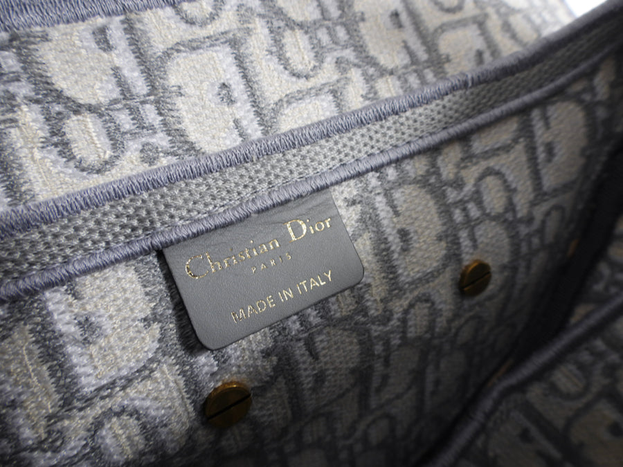 Christian Dior Large Light Grey Oblique Jacquard Saddle Bag