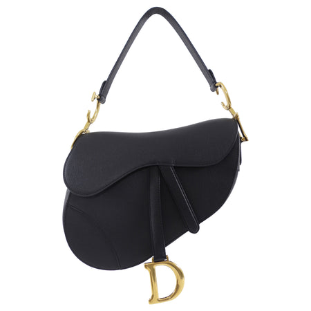 Dior Black Leather Medium Saddle Bag