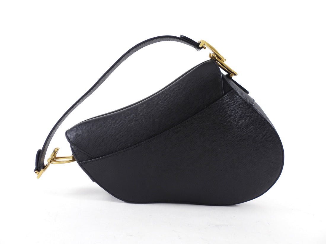 Dior Black Leather Medium Saddle Bag