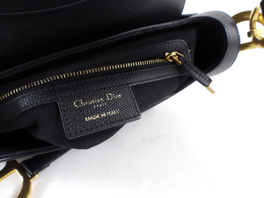 Dior Black Leather Medium Saddle Bag
