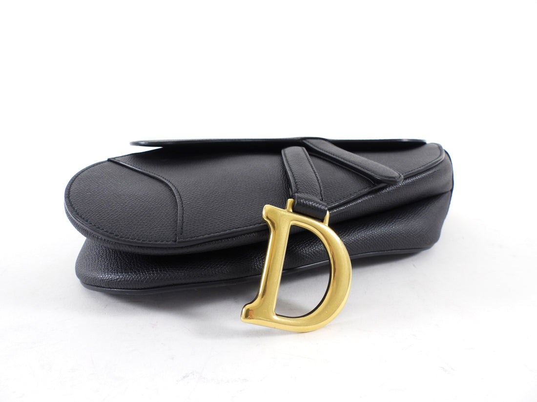 Dior Black Leather Medium Saddle Bag