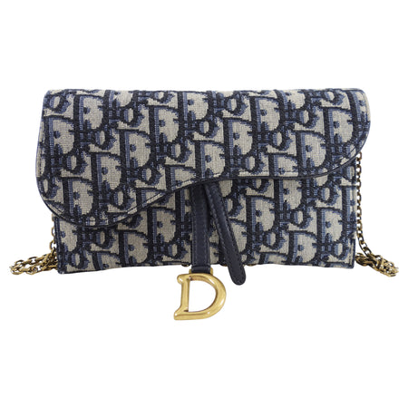 Dior Monogram Oblique Saddle Crossbody Wallet on Chain Bag