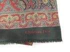 Christian Dior Vintage Green and Red Paisley Silk Scarf