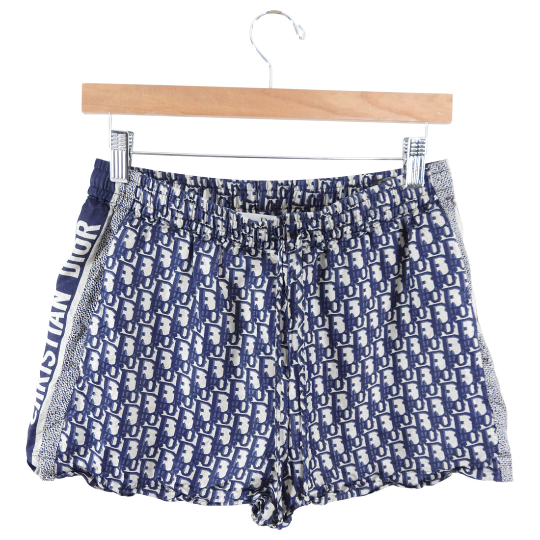 Christian Dior Navy Oblique Silk Logo Shorts - FR36 / 4