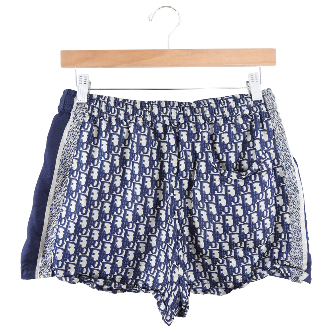 Christian Dior Navy Oblique Silk Logo Shorts - FR36 / 4