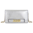 Christian Dior Metallic Silver Calfskin J'ADIOR Leather Wallet on Chain