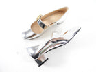 Christian Dior Silver Metallic Baby D Block Heel Mary Jane Shoes - 35.5