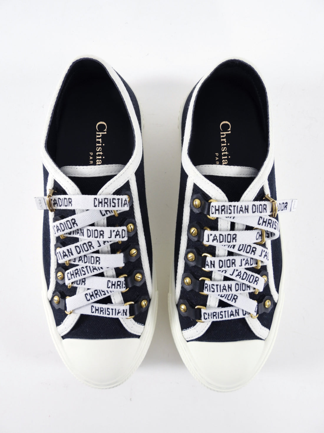 Dior Walkndior Black and White Logo Low Top Sneakers - 35.5
