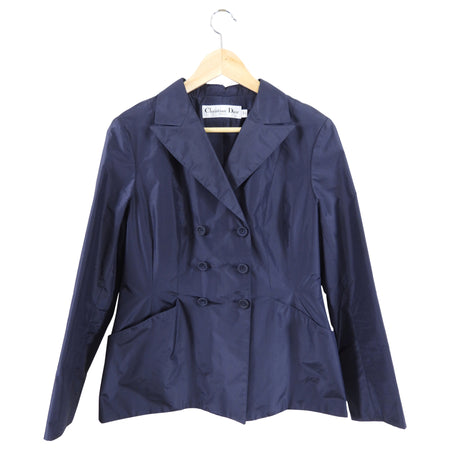 Christian Dior Midnight Navy Silk Taffeta Vintage Style Jacket - FR42 / 10