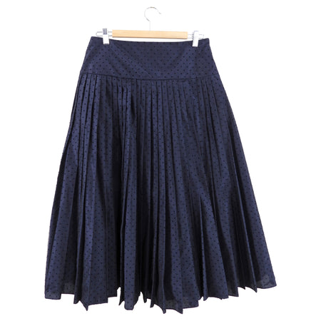 Christian Dior Midnight Navy Tulle Swiss Dot Pleat Skirt - 30" waist