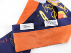 Dior Astrologie Navy and Orange Silk Twilly Scarf