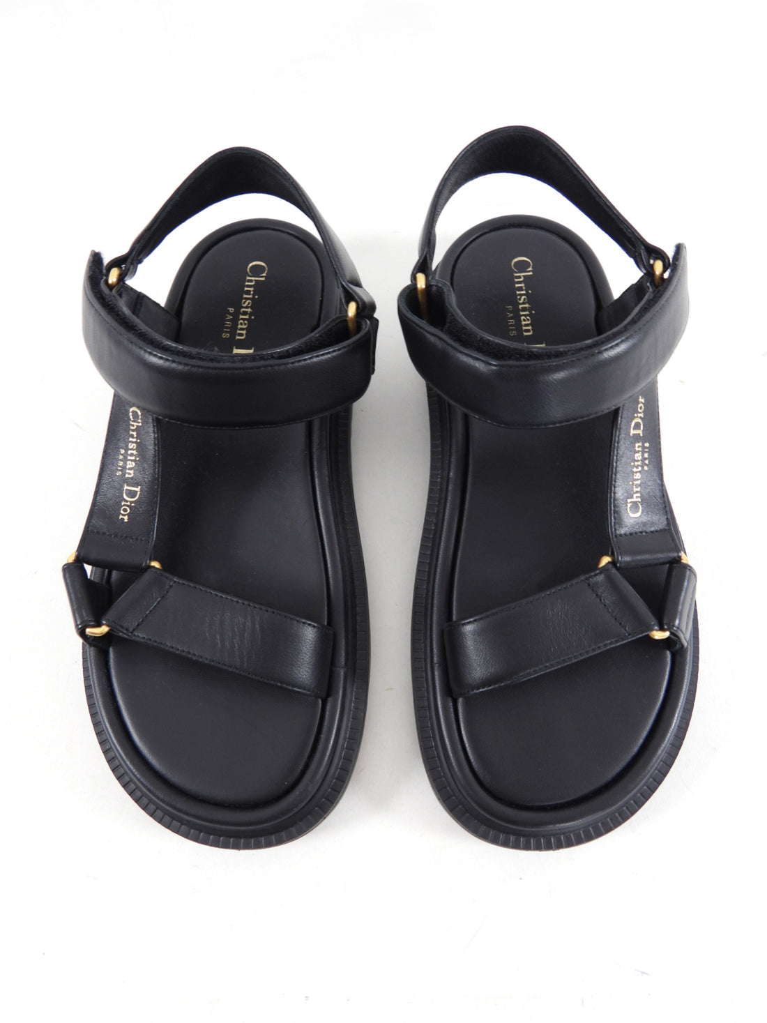 Christian Dior Black Leather D Wave Sandal - 37