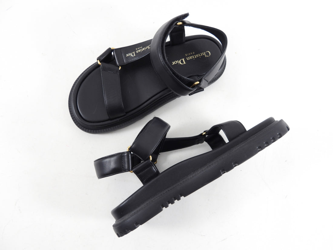 Christian Dior Black Leather D Wave Sandal - 37