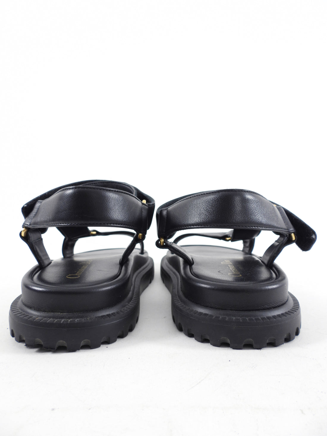 Christian Dior Black Leather D Wave Sandal - 37