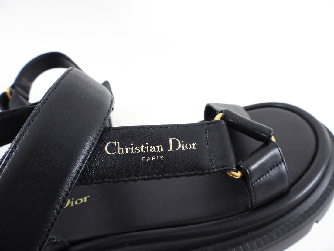 Christian Dior Black Leather D Wave Sandal - 37