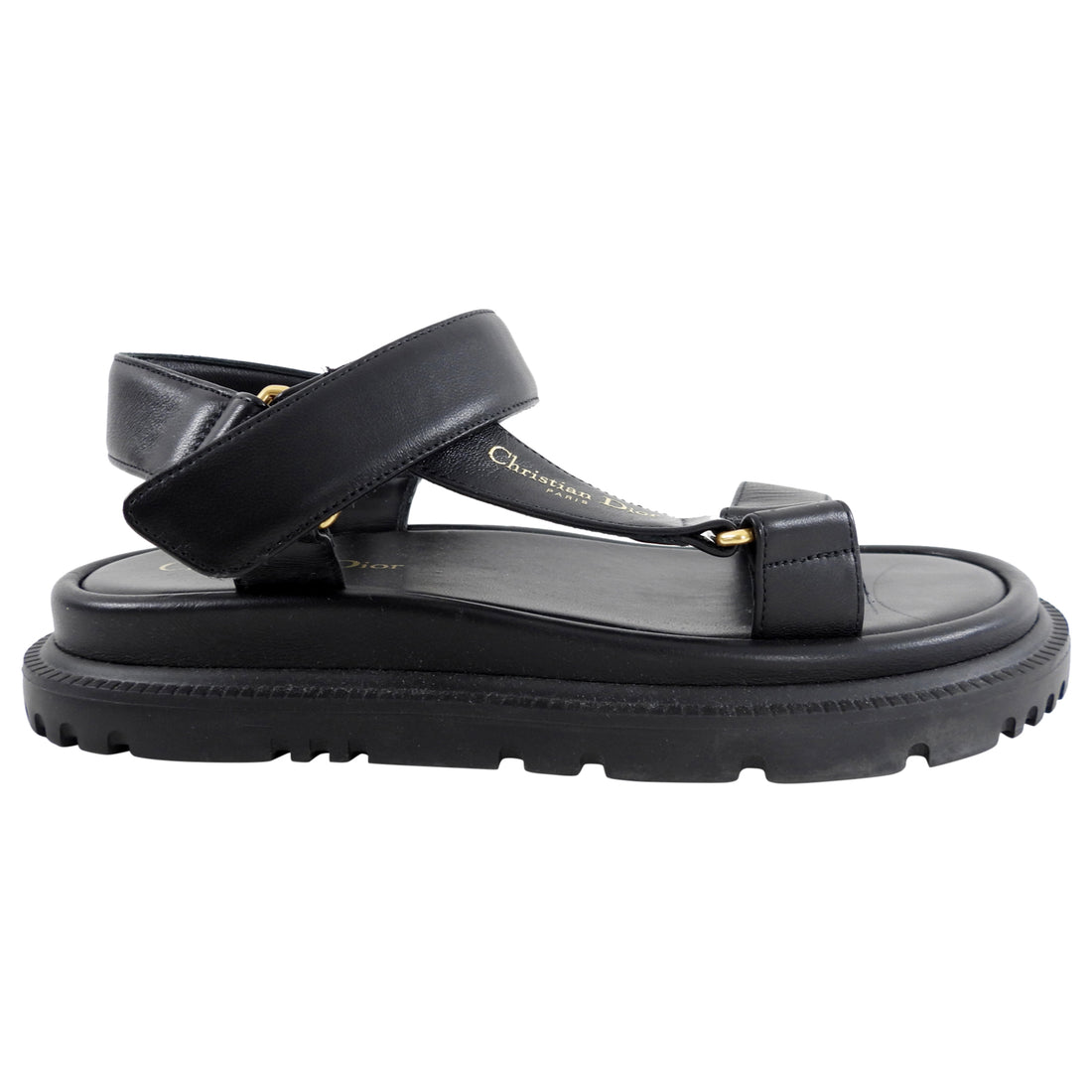 Christian Dior Black Leather D Wave Sandal - 37