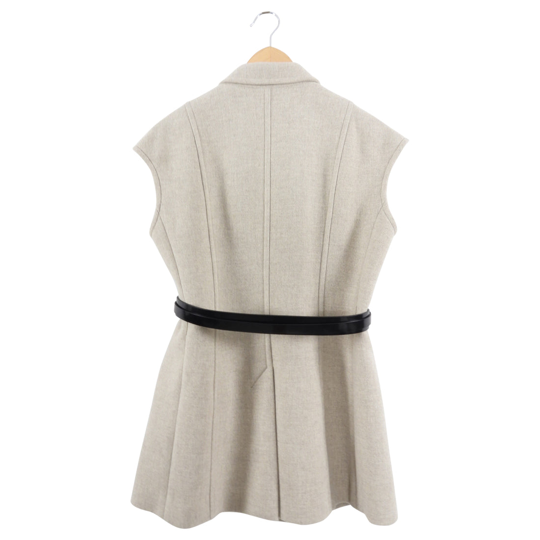 Christian Dior Beige and Black Leather Belted Sleeveless Vest Jacket - FR40 / 8