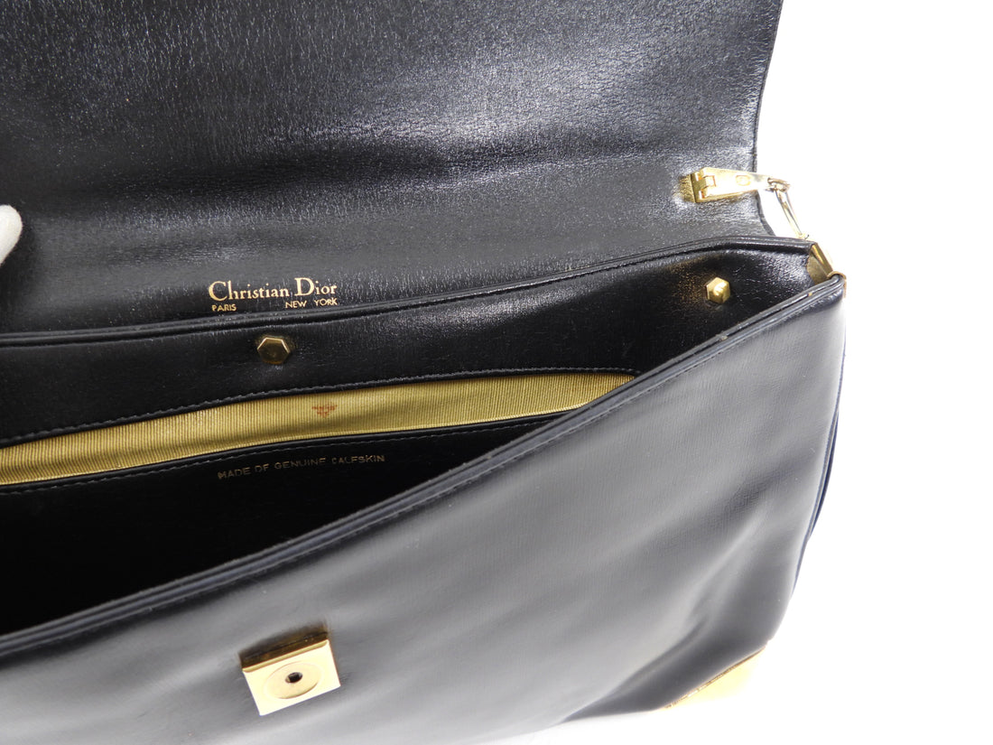 Christian Dior Vintage Midnight Navy Trotteur Clutch / Shoulder Bag