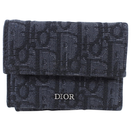 Christian Dior Oblique Canvas Black Trifold Compact Wallet